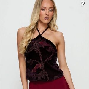 Motel Rocks Dark Floral Halter Top